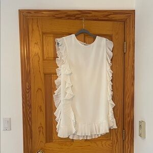 White Ruffle Sleeveless Dress